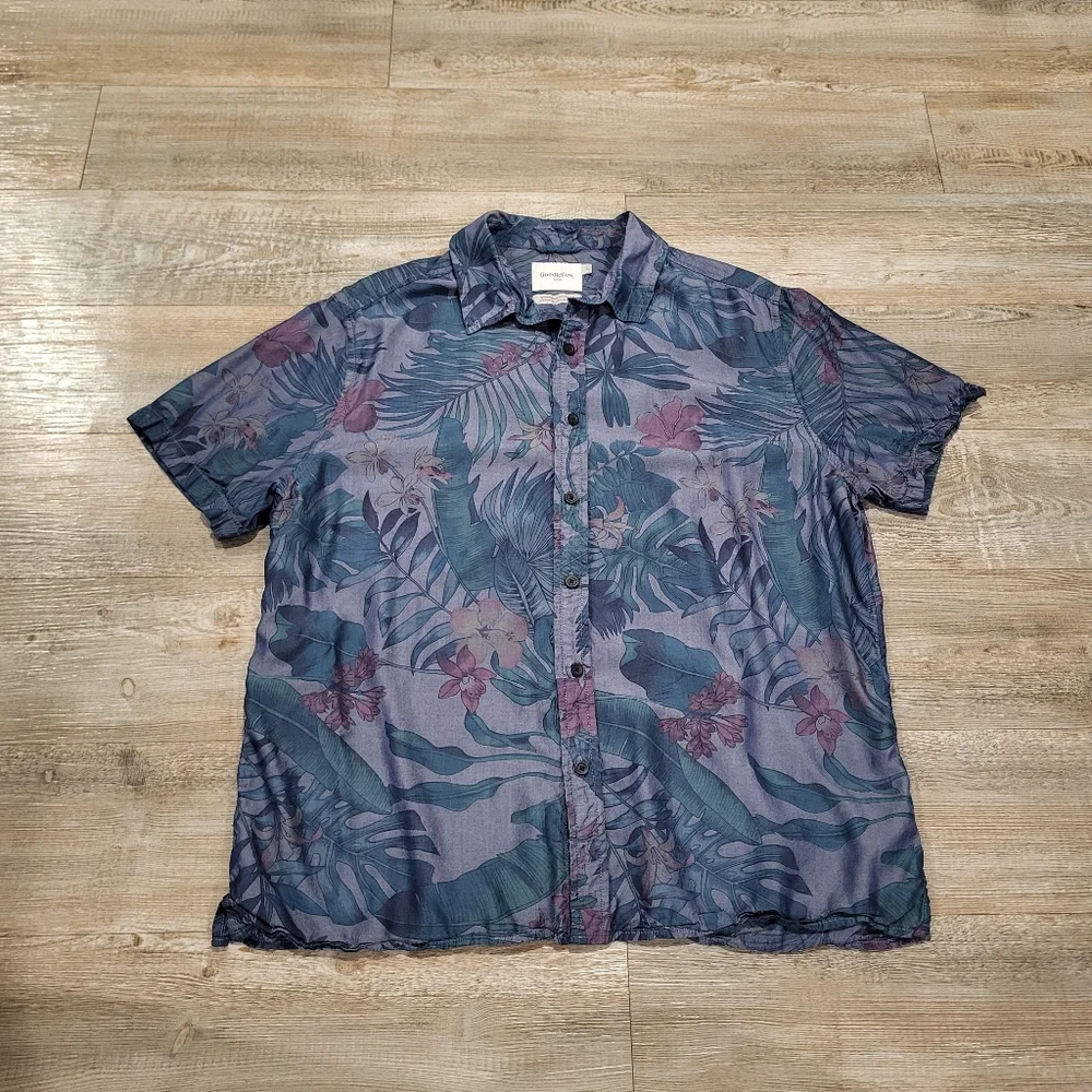 Goodfellow Short Sleeve Hawaiian Shirt Standard Fit Tropical Mens Size Large - Picture 1 of 8